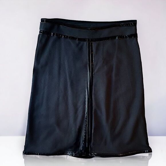 WD NY l Leather Accent Skirt l Front Pleat l Soft Stretch l Side Zip l 8 l NWT - Picture 8 of 8